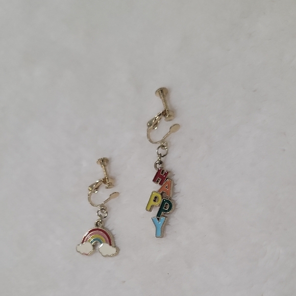 Bought From Korea Unique Colorful Rainbow and Happy Design Clip-on Earrings - Picture 2 of 3